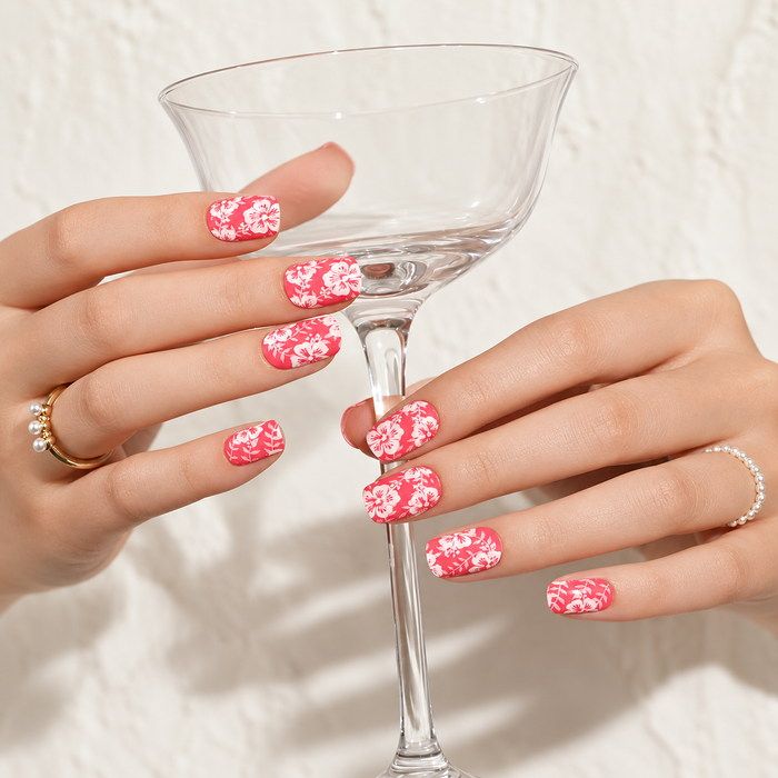 Coral Hibiscus Floral Premium Gel Wraps
