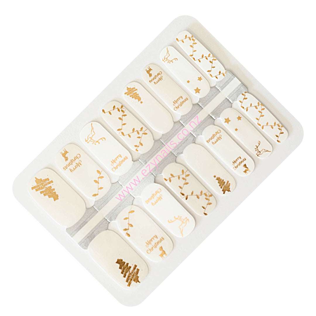 EzyNails Nail Polish Nail Wraps Golden Cheer Merry Christmas Overlay Nailwraps Set All Nailwraps