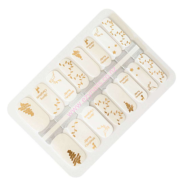 EzyNails Nail Polish Nail Wraps Golden Cheer Merry Christmas Overlay Nailwraps Set All Nailwraps