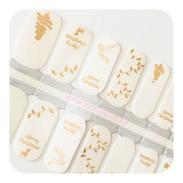 Golden Cheer Merry Christmas Nailwraps Set