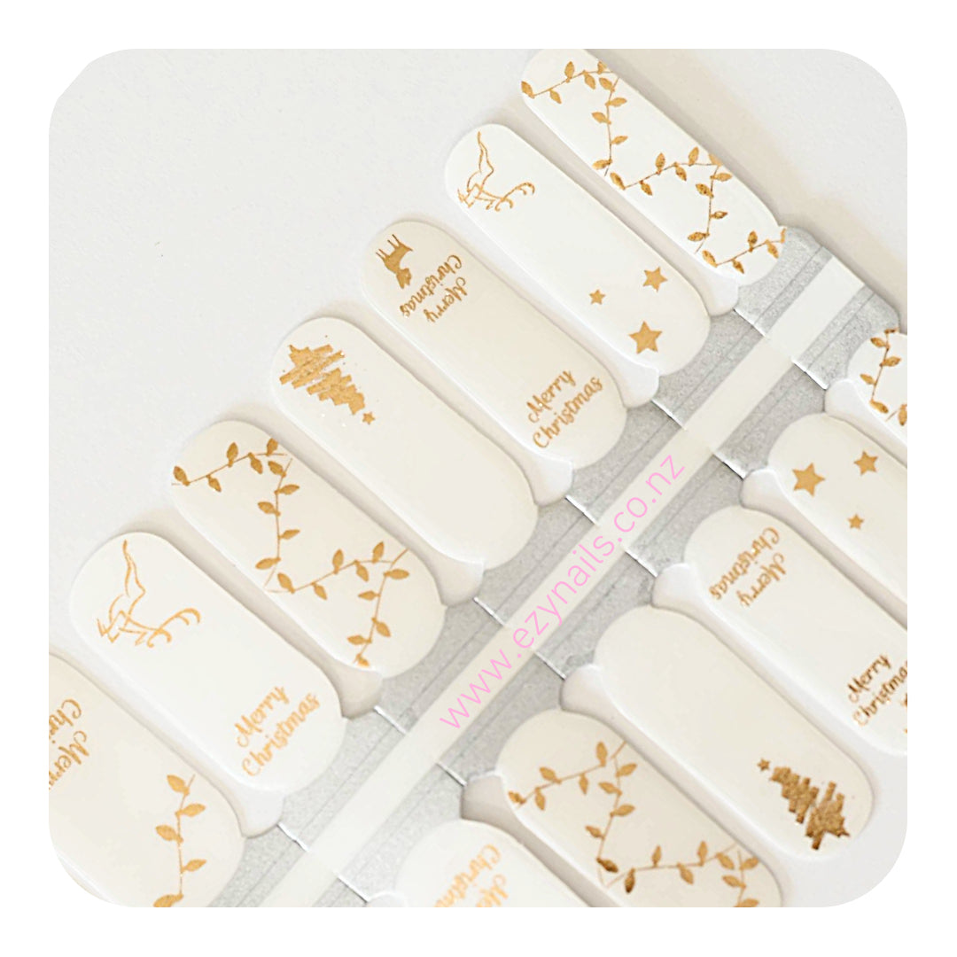 Golden Cheer Merry Christmas Nailwraps Set