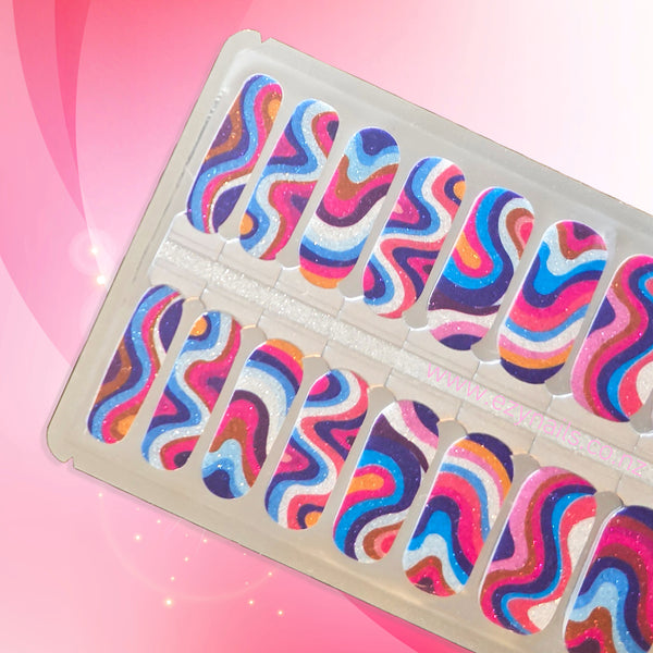 Groovy Disco Swirl Nailwraps – Rainbow Glitter Nail Stickers