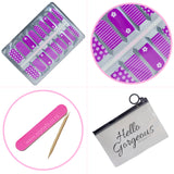 Happy Purple Flowers & Stripes Kids Size Nailwraps