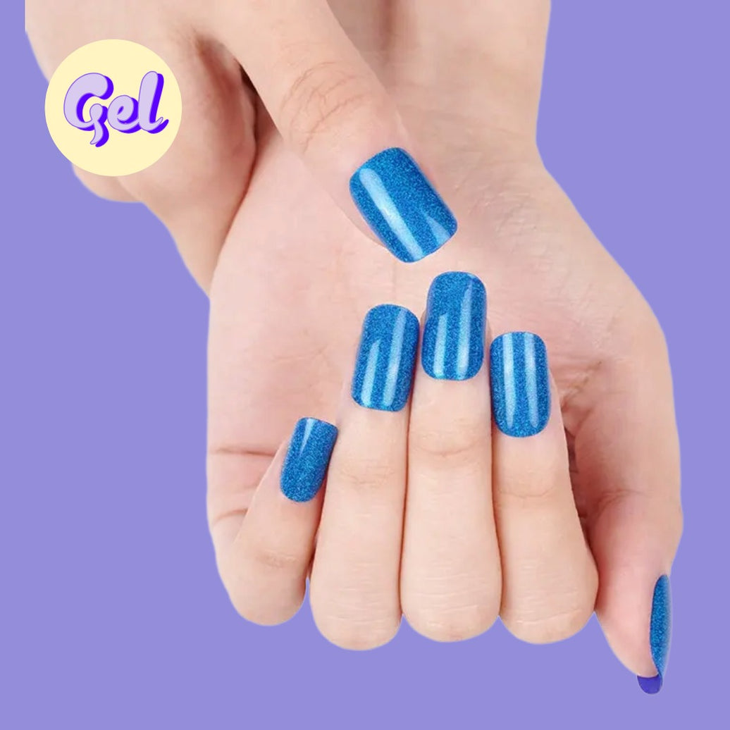 Glitter Blue Gel Nail Wraps