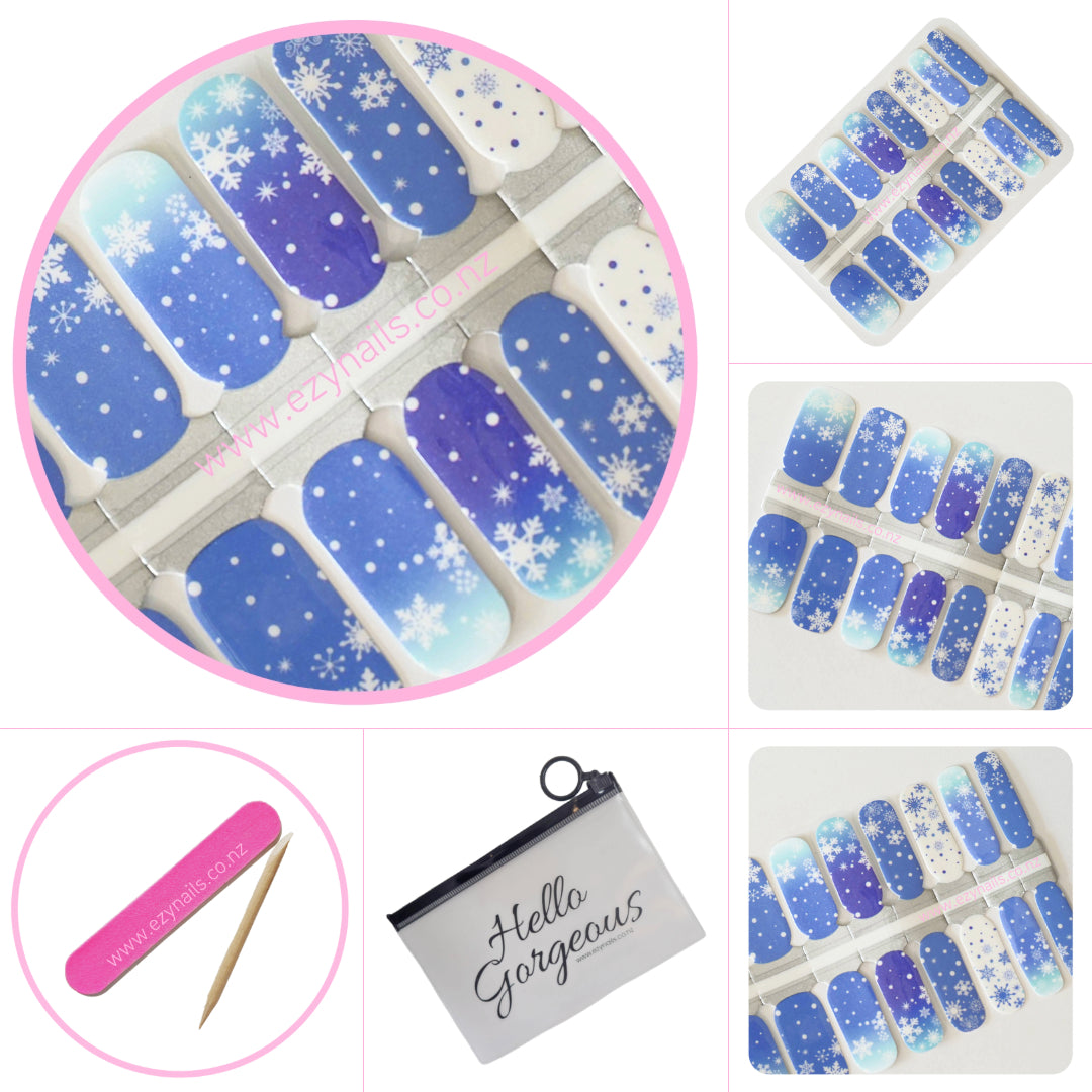 Frosty Snowflake Lagoon Nailwrap Set