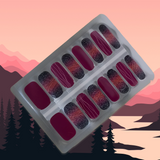 Midnight Ember nailwraps with berry, sunset ombré, and black glitter for a wild, nature-inspired manicure.