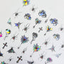 Gothic Holographic Nail Stickers β Spiders, Webs, Roses & Crosses