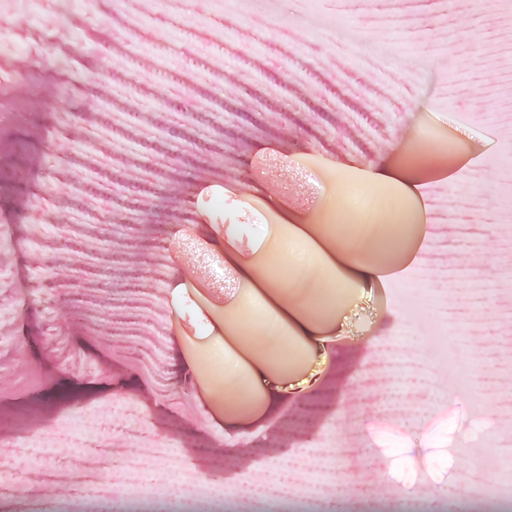 Pink Ribbon Parade Nail Polish Nailwraps – Pink Glitter & Stripes