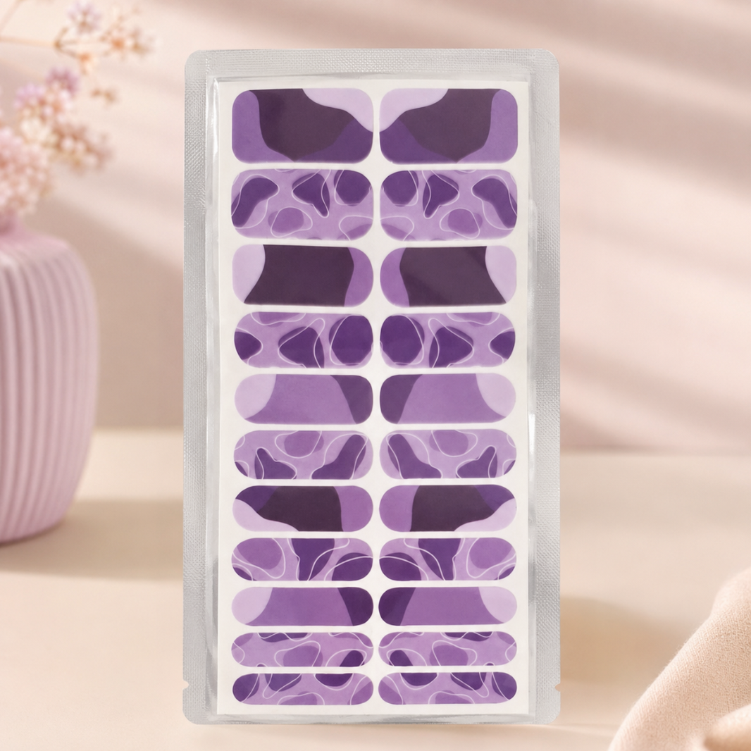 Amethyst Flow purple abstract 22 nail wraps with bonus wider size options
