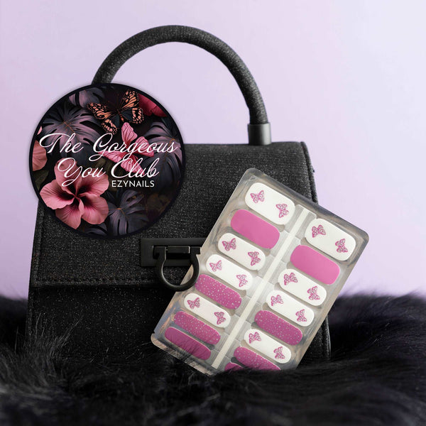 EzyNails Nail Polish Nail Wraps Crimson and Silver Butterflies Nailwrap Set All Nailwraps