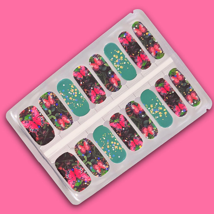 Teal Flutter Fantasy Nail Wraps