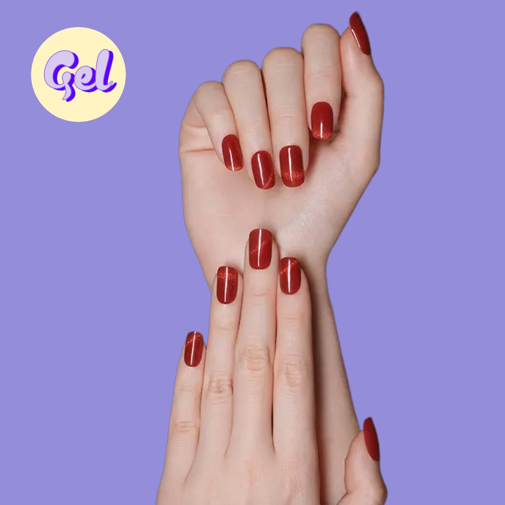 Fiery Red Cat Eye Gel Nail Wraps