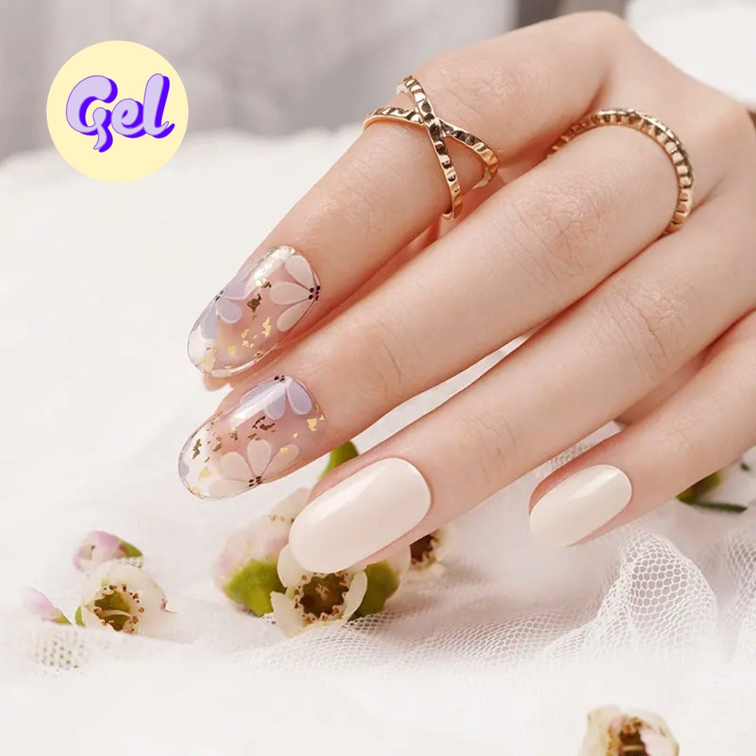 Golden Bloom Transparent Gel Nailwraps - 20 wraps