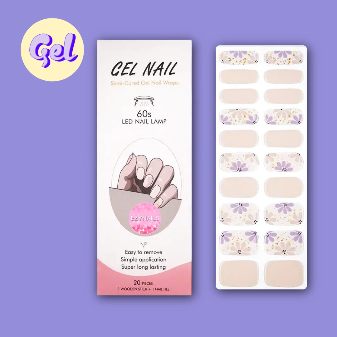 Golden Bloom Transparent Gel Nailwraps - 20 wraps