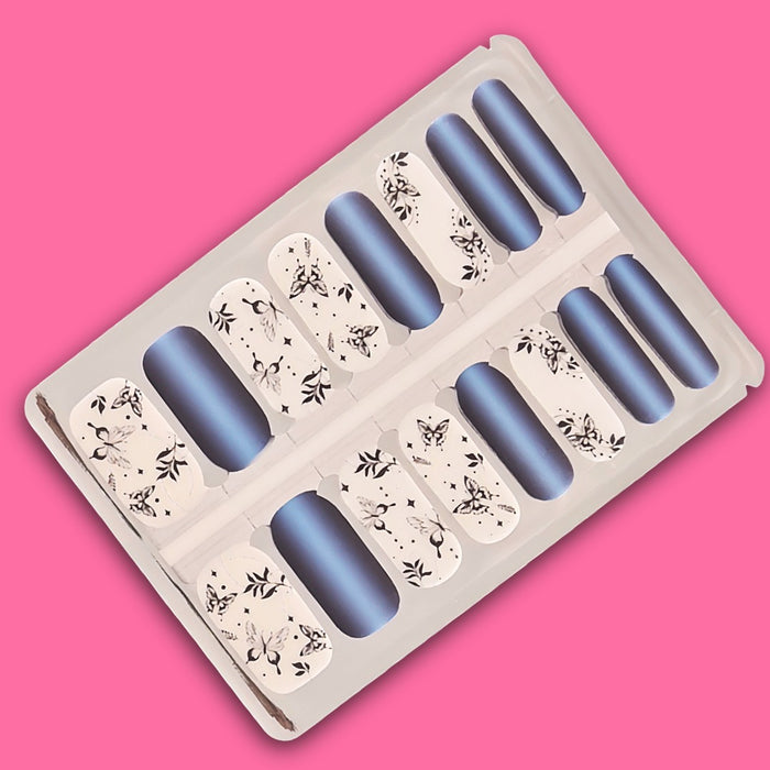 Blue Cat-Eye Butterfly Drift Nail Wraps