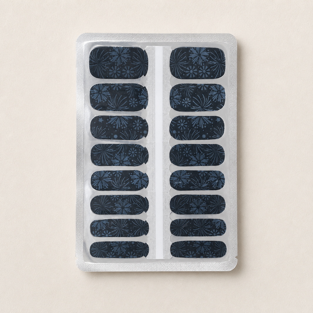 Midnight Burst | Black Firework Nail Wraps