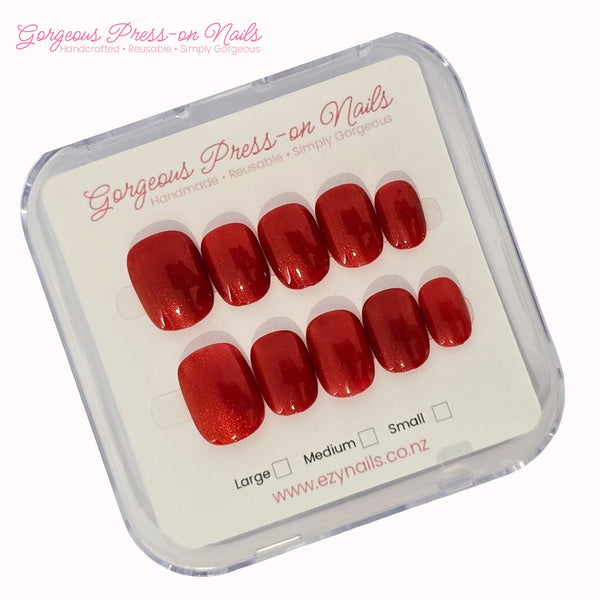 Scarlet Siren Cat-Eye Reusable Press-On Nails - Chic Short Square