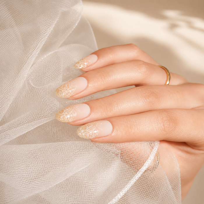 Beige Floral Lace Standard Gel Wraps