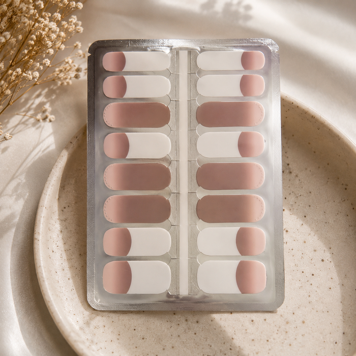 Silver Trim French Tip Nail Wraps