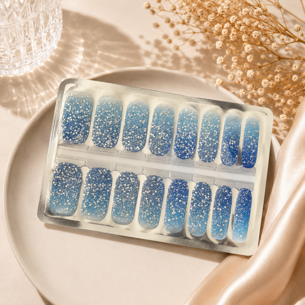 Blue Glitter Nail Wraps