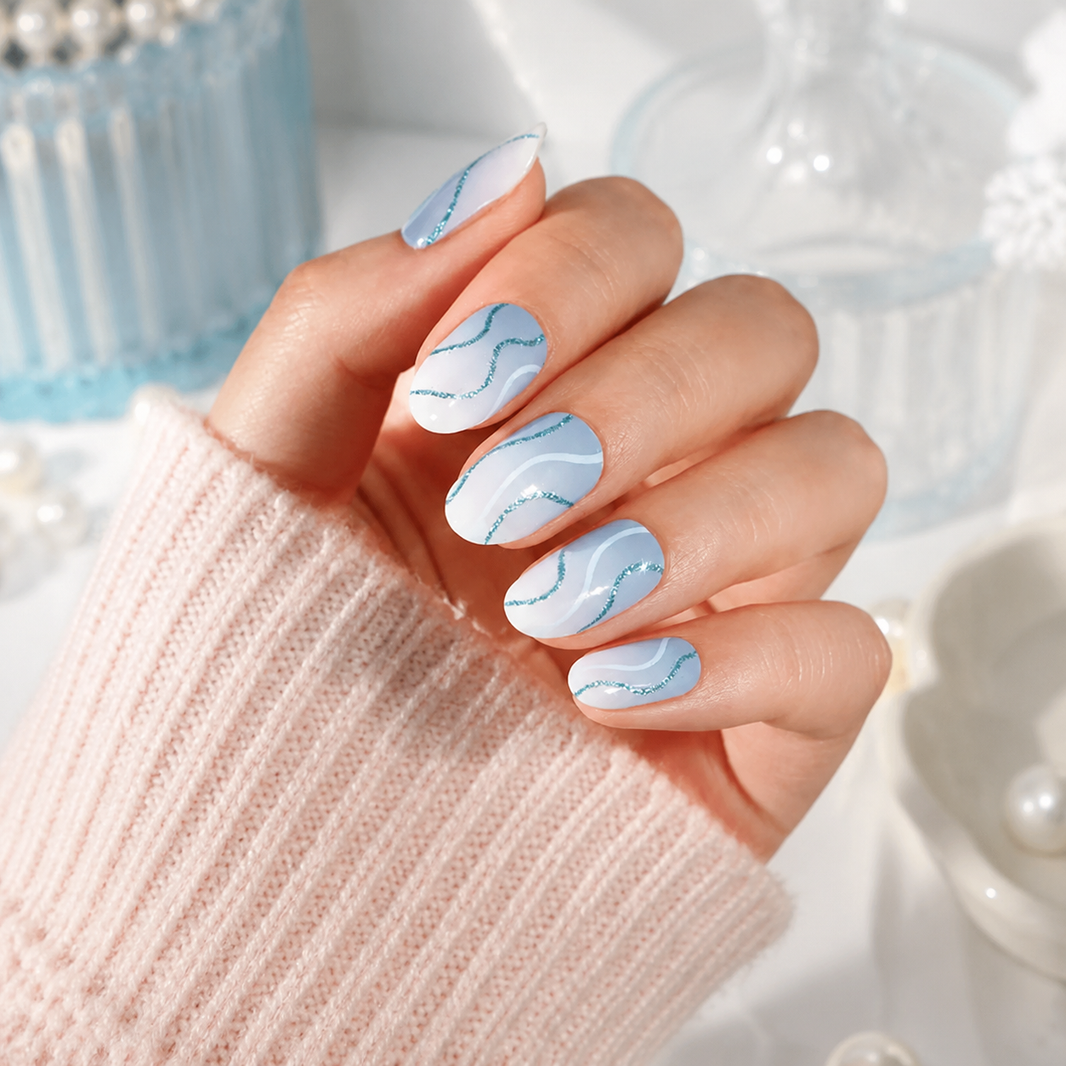 Blue Lagoon Swirl Nail Wraps
