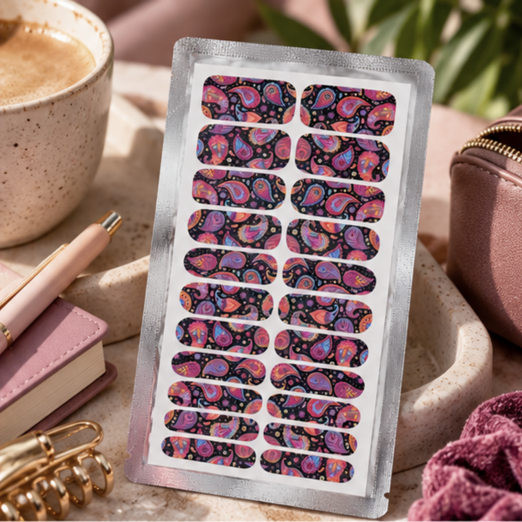 Black Boho Paisley Nail Wraps