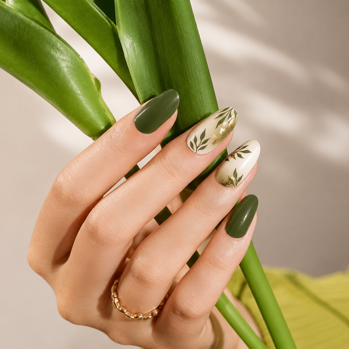 Green Leaf Gold Trim Standard Gel Wraps