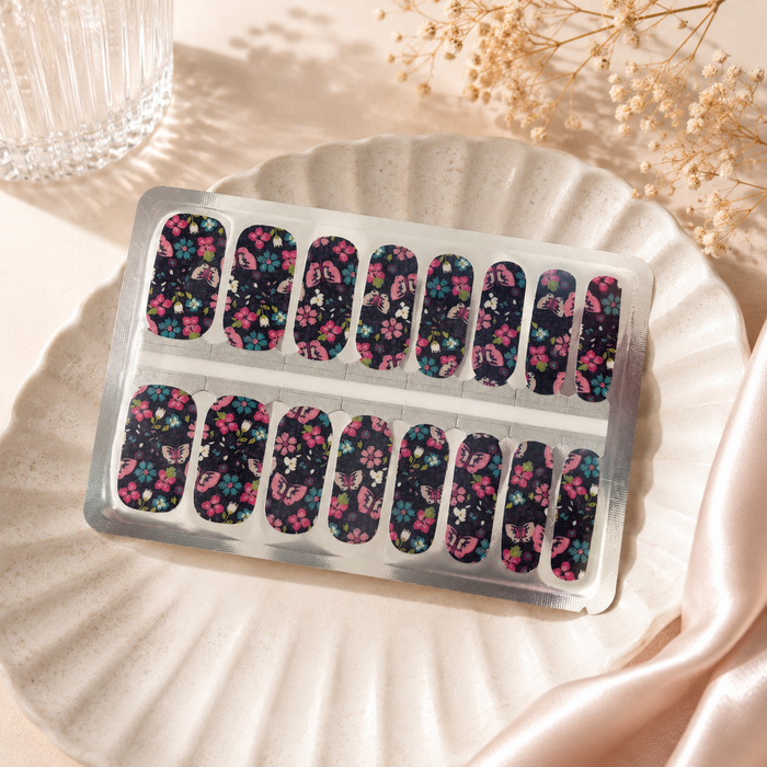 Blue Floral Butterfly Nail Wraps by EZYNails