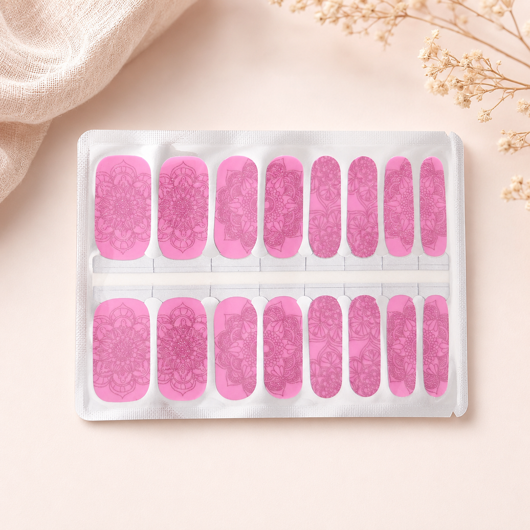 Pink Mandela Shimmer Nail Wraps