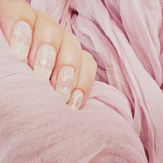 Pink Floral Silver Lace Nailwrap Set