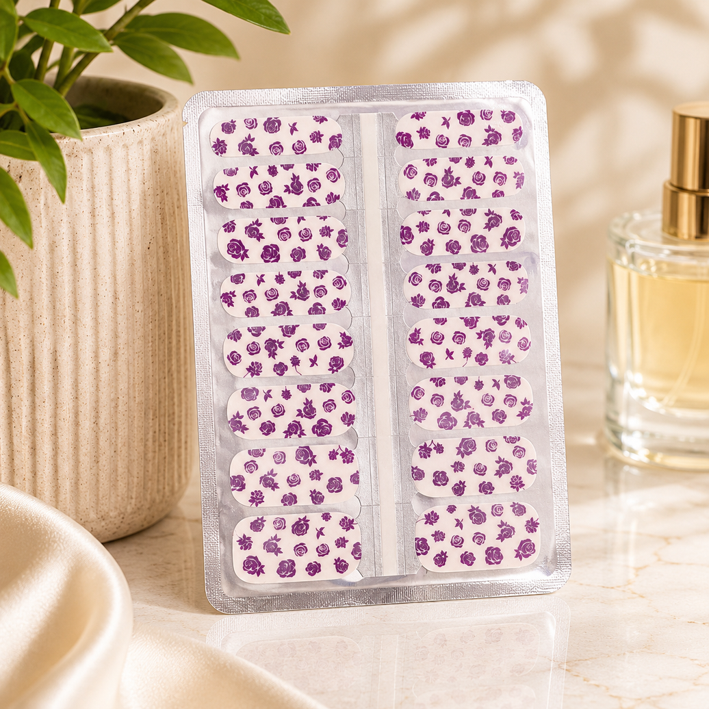 Violetta Purple Floral Nail Wraps