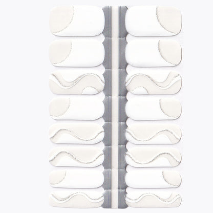 White Silver Swirl Nailwrap Set of 16