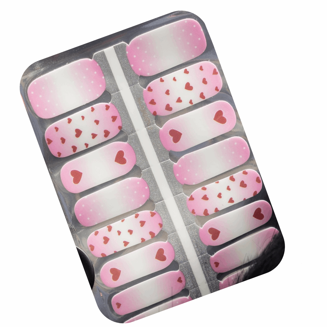 Pink Hearts and Polka Dot Nailwrap Set