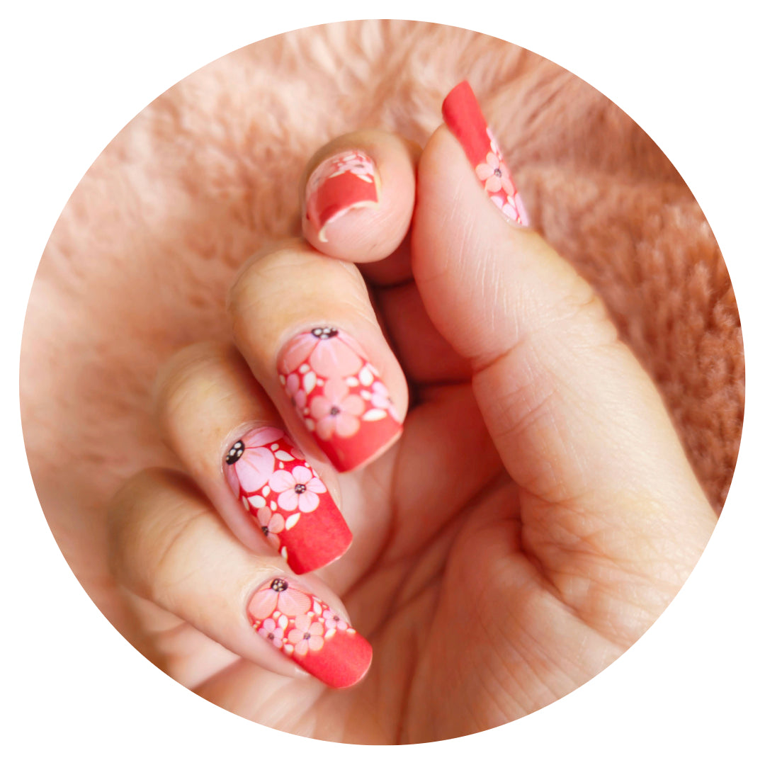 Accessorizing with Cherry Red Blossom Nailwraps