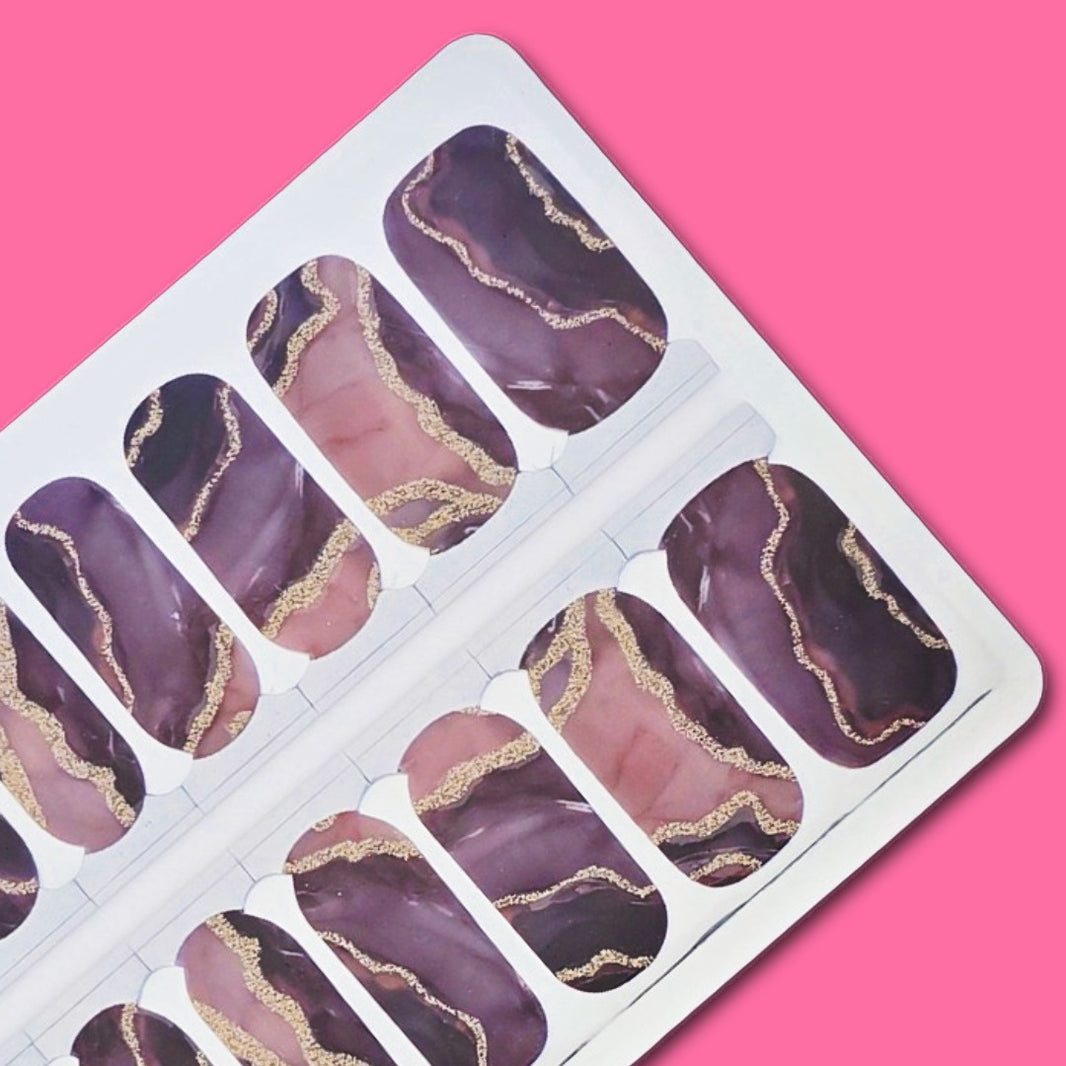 Amethyst Gold Geode Nail Wraps