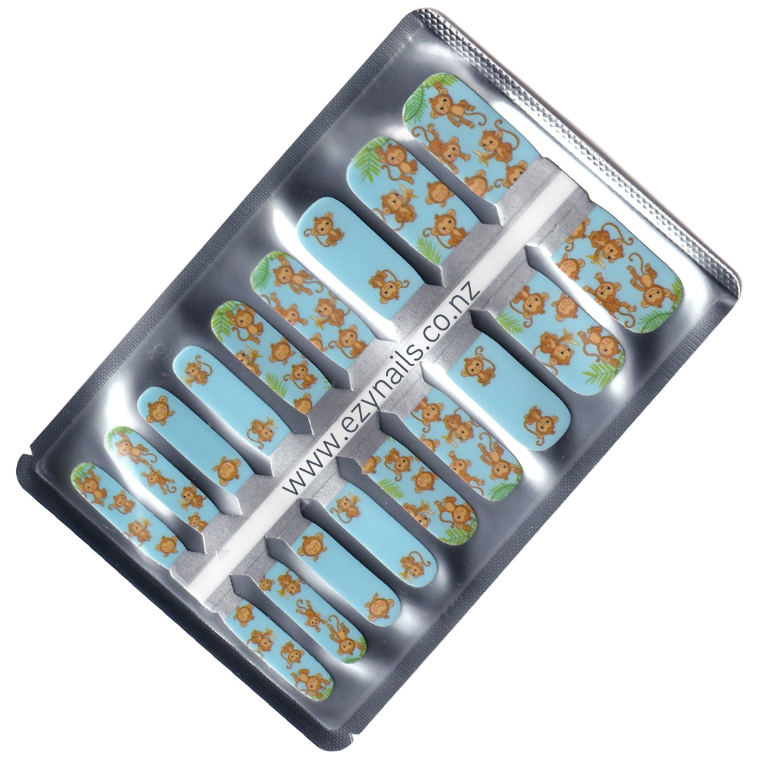 Blue cheeky monkey nailwraps