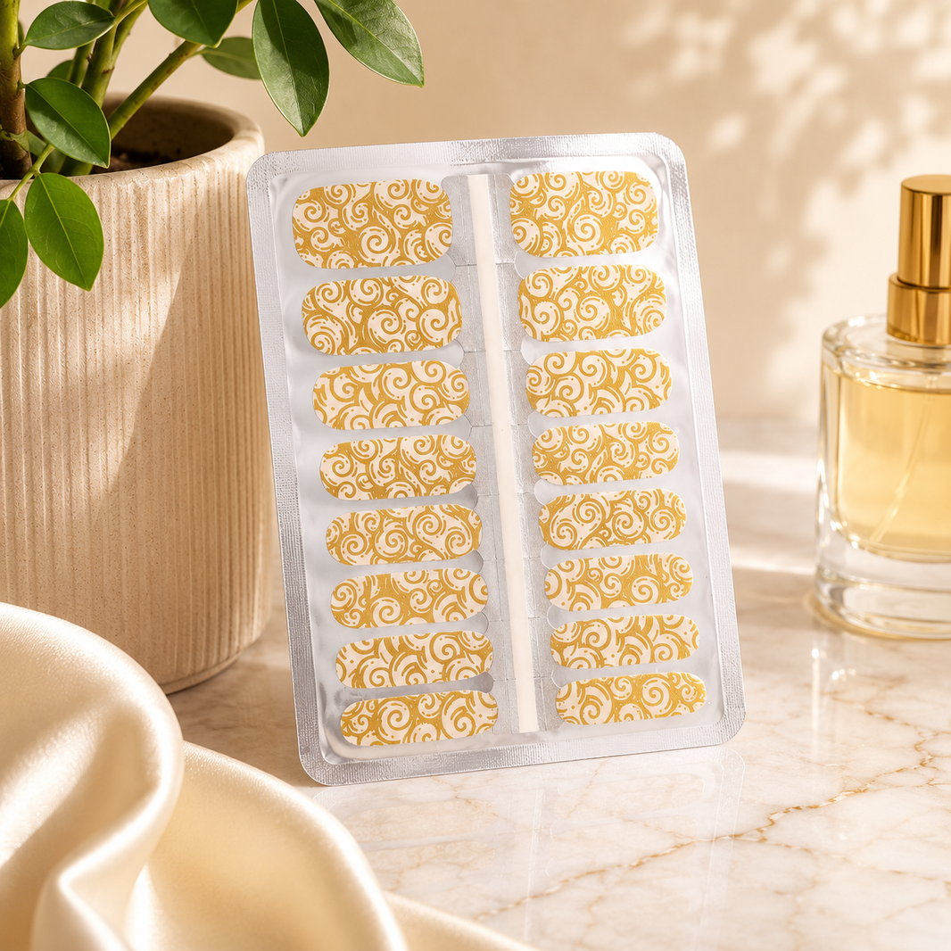 Solara Gold Swirl Nail Wraps