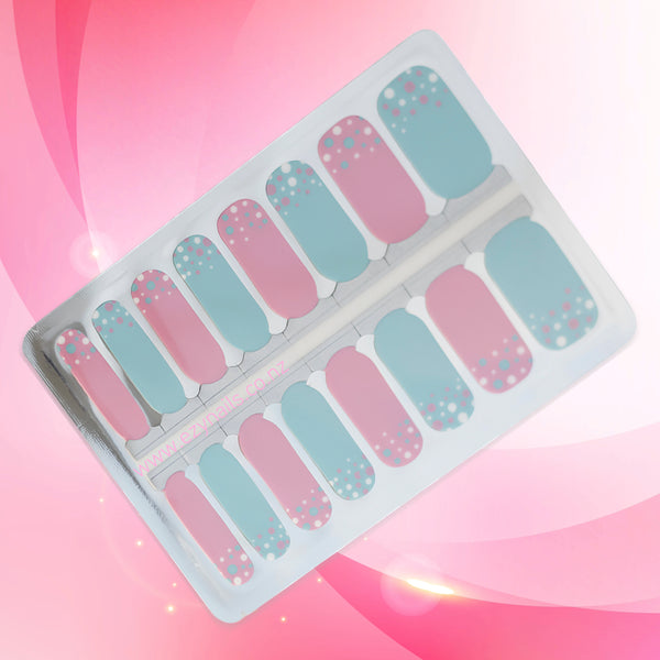 Confetti Bliss Nailwraps Pastel Pink and Blue Party Dots