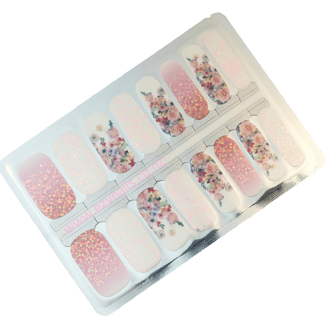 Bloom & Blush Nailwraps, A Floral Fantasy with a Hint of Sparkle