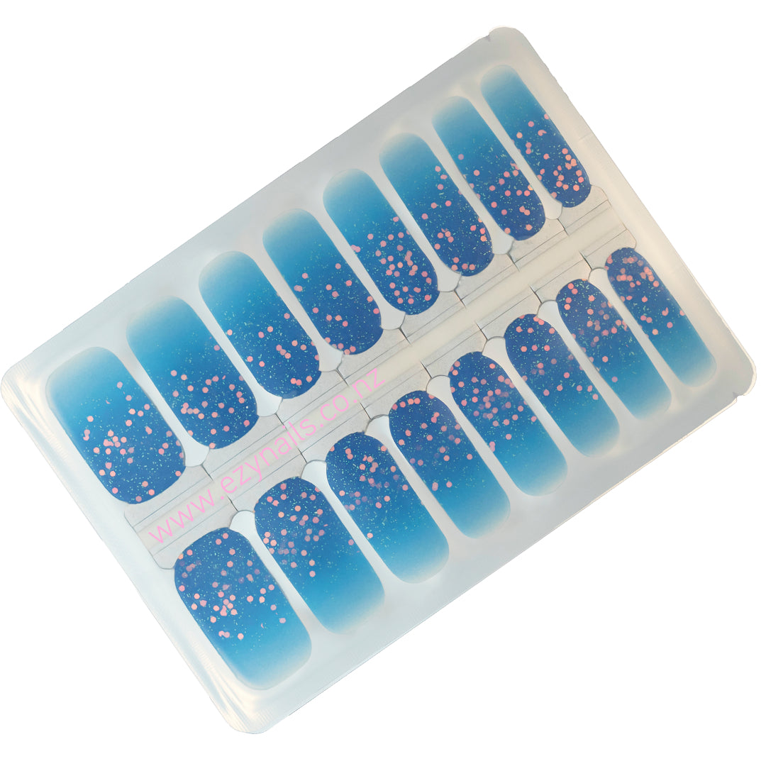 Ocean Sparkle Nailwraps, Deep Blue with a Pop of Glitter