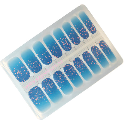 Ocean Sparkle Nailwraps, Deep Blue with a Pop of Glitter