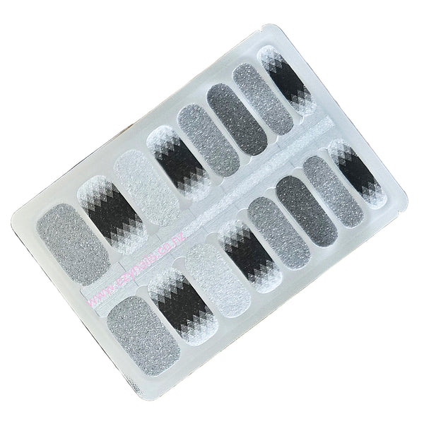 Black and Silver Gradient Nailwraps Diamond Glitter Fade