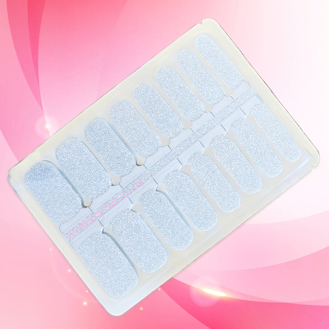 Glitter Frost Nailwraps – Icy Silver Sparkle Finish
