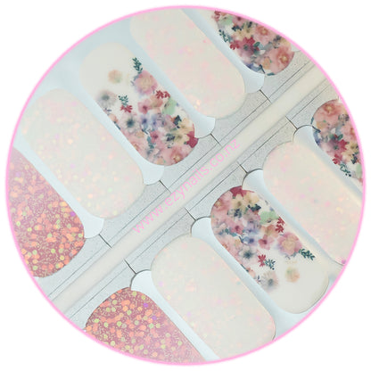 Bloom & Blush Nailwraps, A Floral Fantasy with a Hint of Sparkle