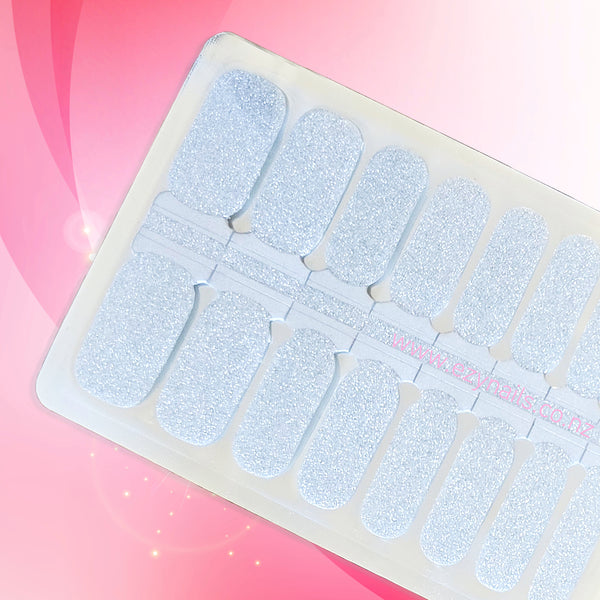 Glitter Frost Nailwraps – Icy Silver Sparkle Finish