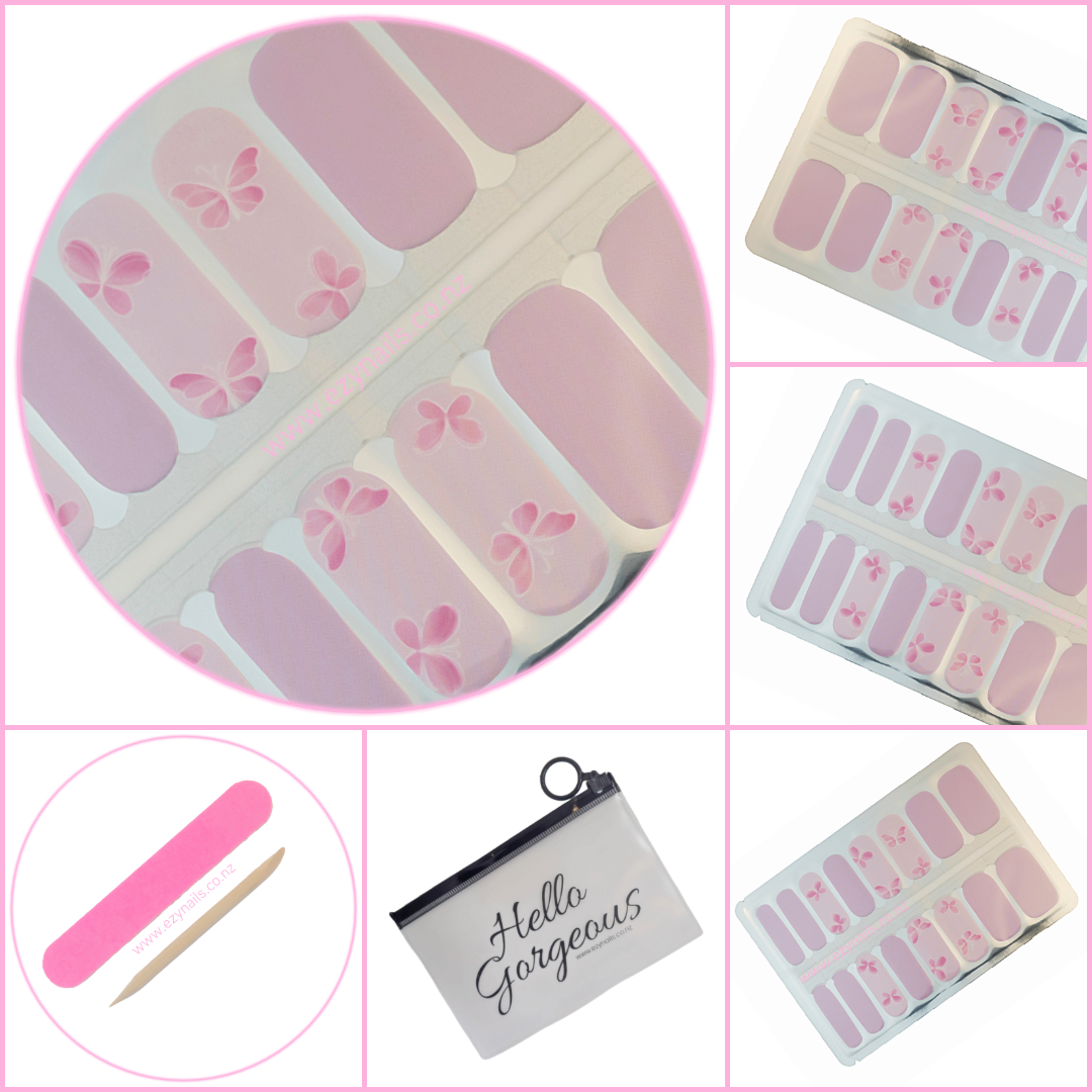 Blush & Butterfly Nailwraps, Soft, Sweet, Stunning