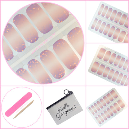 Rose Gold Glow Nailwraps, Soft Sparkle, Big Impact