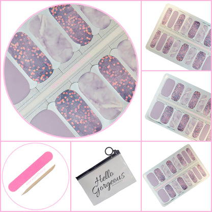Amethyst Spark Nailwraps, Marble, Glitter & Pure Magic