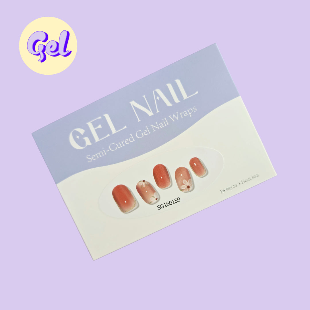 Daisy Bloom Gel Nailwraps – Floral Ombre Nail Stickers with Glitter Trim