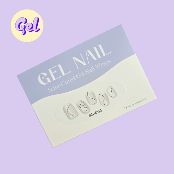 Abstract Line Art Gel Nailwraps – Clear Nail Stickers with Black Squiggle Design